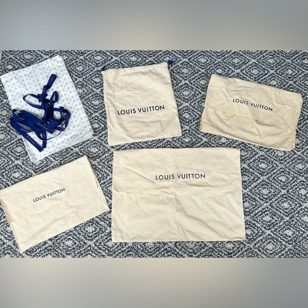 LV dust bags, tissue paper & ribbon set